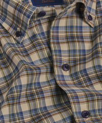 CBBD09837399 | Olive Herringbone Plaid Sport Shirt