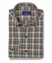 CBBD09837399 | Olive Herringbone Plaid Sport Shirt