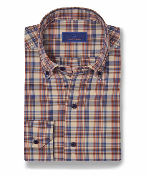 CBBD09837878 | Pumpkin Herringbone Plaid Sport Shirt