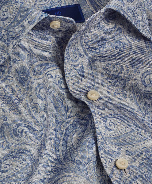 CBSM09500017 | Charcoal & Blue Paisley Print Shirt