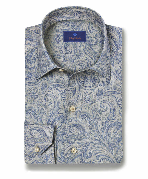 CBSM09500017 | Charcoal & Blue Paisley Print Shirt