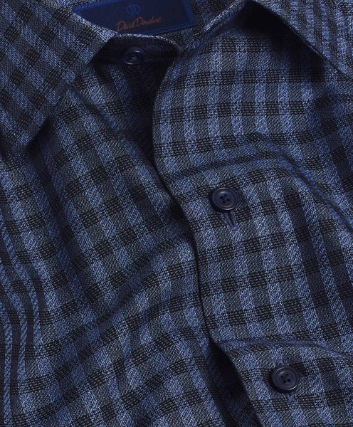 CBSM09831414 | Blue Dobby Check Shirt