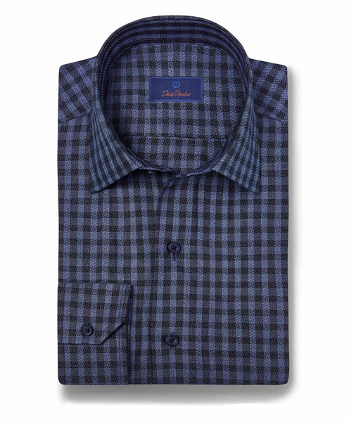 CBSM09831414 | Blue Dobby Check Shirt