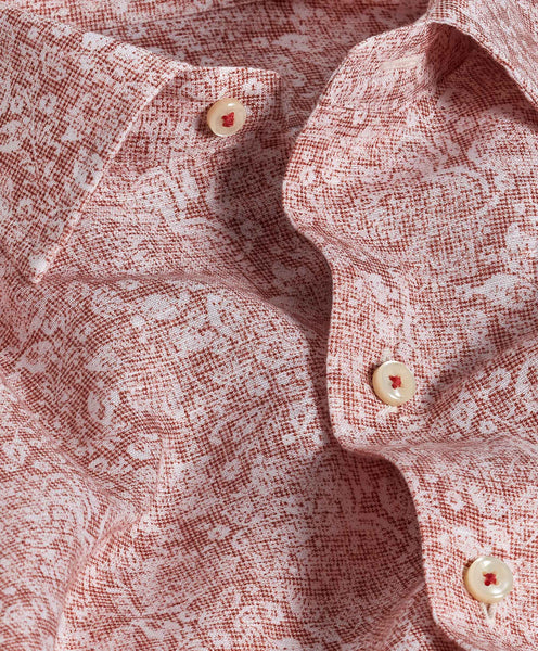 CBSM10400602 | Red Linen Floral Print Sport Shirt