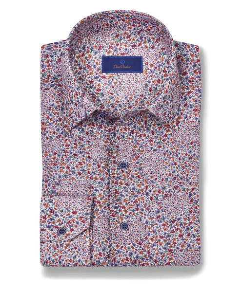 CBSM10401658 | Berry Linen Micro Floral Print Sport Shirt