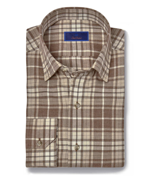 Gently Used buy L/S David Donahue Casual Plaid Dress Shirt Size 17.5”/34-35