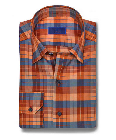 orange plaid dress shirt