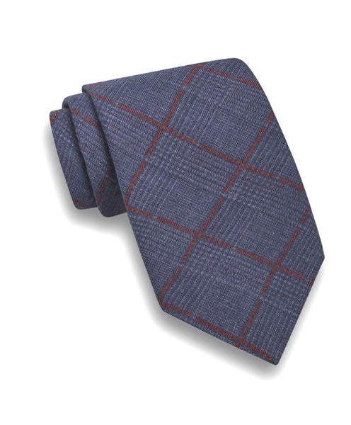 NTR09084423 | Blue Wool Plaid Print Tie