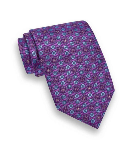 NTR09699500 | Purple Geometric Jacquard Tie