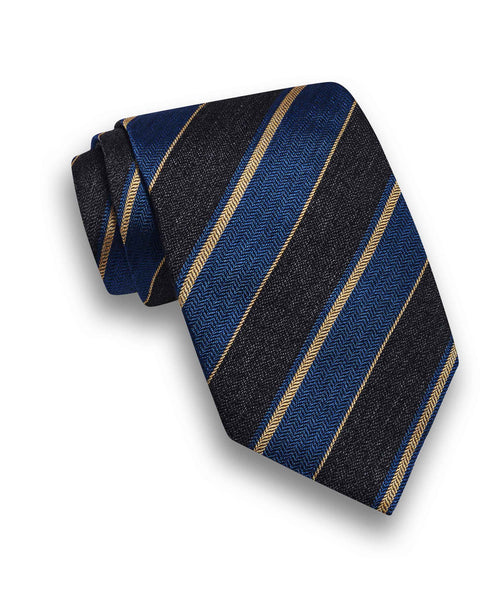 NTR09995423 | Blue & Charcoal Melange Stripe Tie