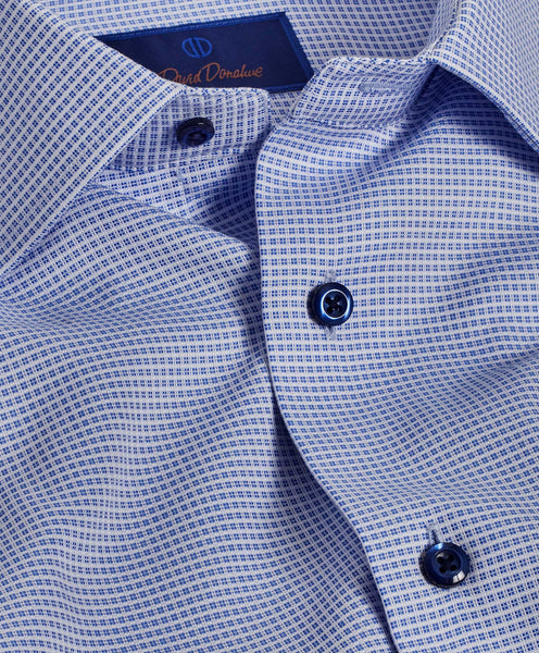 RBSP09007423 | Blue Grid Micro Dobby Dress Shirt