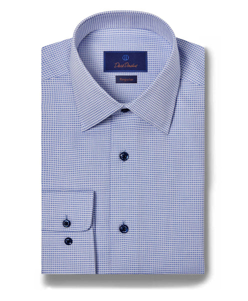 RBSP09007423 | Blue Grid Micro Dobby Dress Shirt