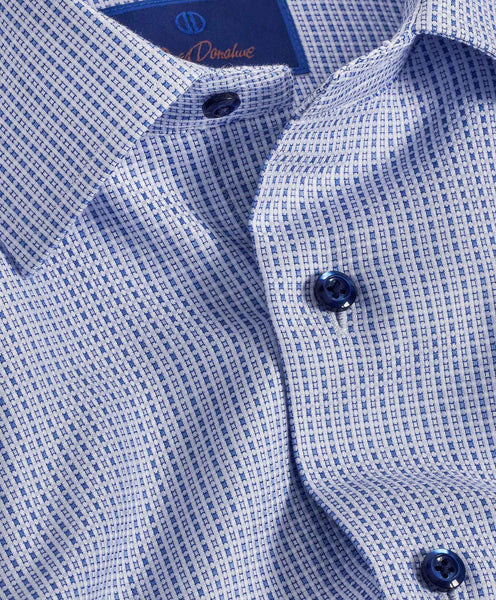 RBSP09025461 | Blue & White Geometric Dobby Dress Shirt