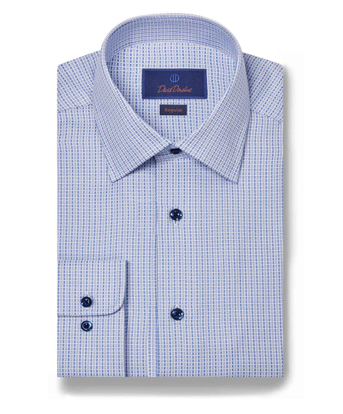 RBSP09025461 | Blue & White Geometric Dobby Dress Shirt