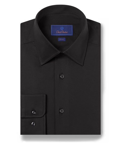 SBCSP4130002 | Black Super Fine Twill Dress Shirt - David Donahue