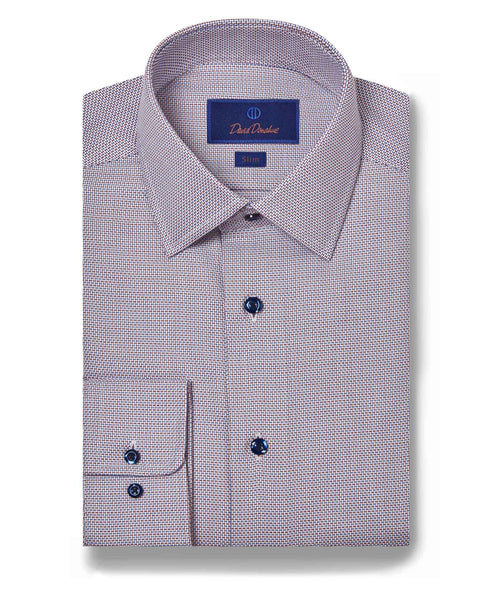 SBSP09026457 | Blue & Merlot Textured Dobby Dress Shirt