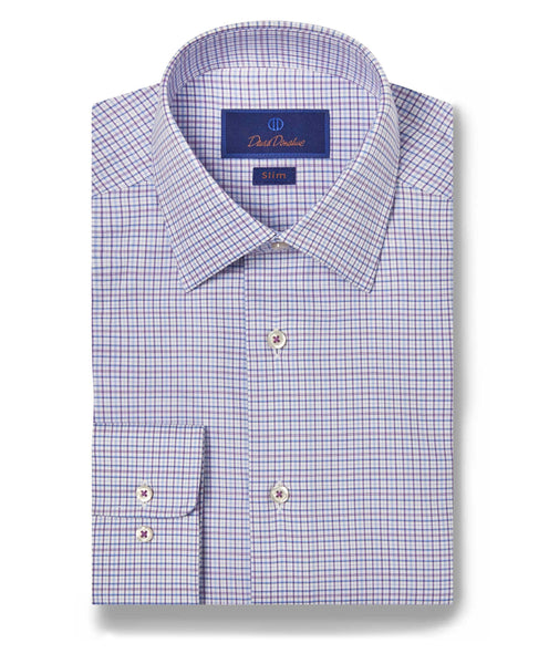 SBSP09812550 | Lilac & Blue Twill Check Dress Shirt