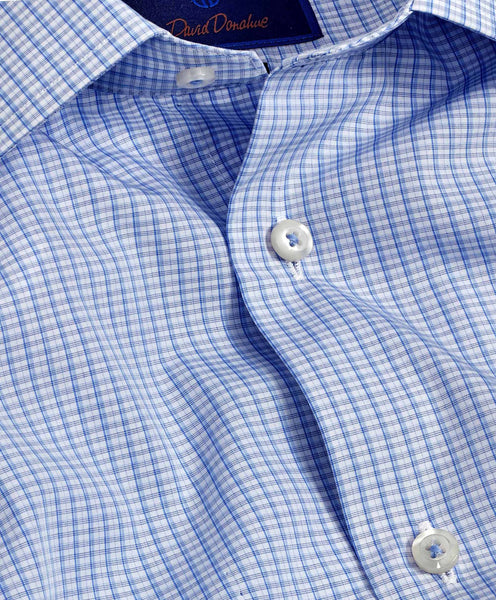 SBSP10803402 | Blue & Sky Poplin Check Dress Shirt