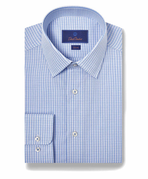 SBSP10803402 | Blue & Sky Poplin Check Dress Shirt