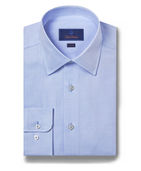 TBSP02100454 | Light Blue Dobby Weave Dress Shirt - David Donahue