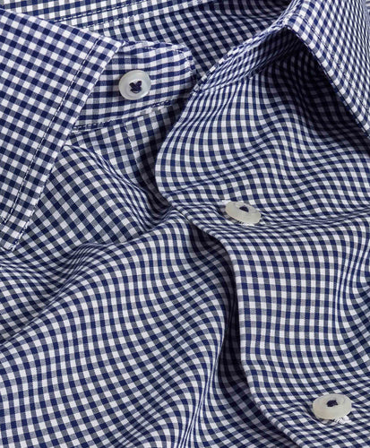 Navy Blue Checkered Dress Shirt