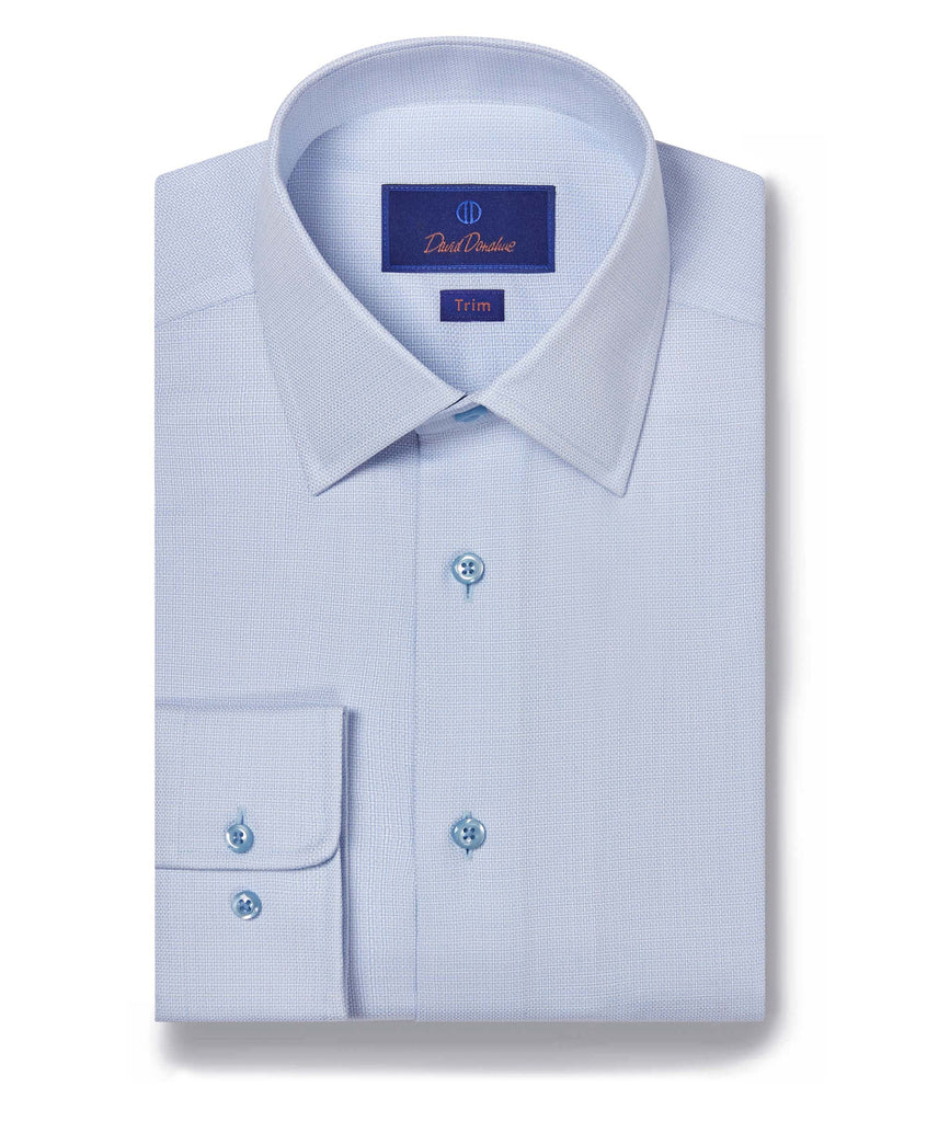 TBSP08001475 | Sky & White Royal Oxford Dress Shirt - David Donahue