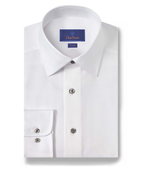 TBSP09001110 | White Micro Herringbone Dress Shirt