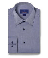 TBSP09001412 | Navy Micro Herringbone Dress Shirt