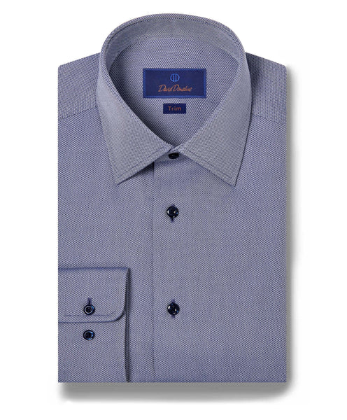 TBSP09001412 | Navy Micro Herringbone Dress Shirt