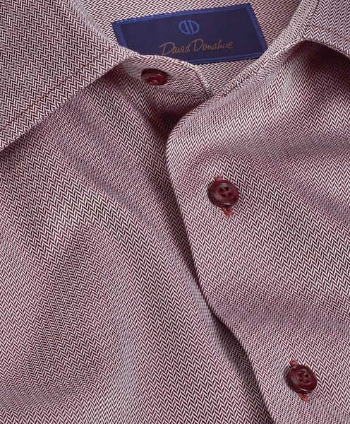 TBSP09001615 | Merlot Micro Herringbone Dress Shirt