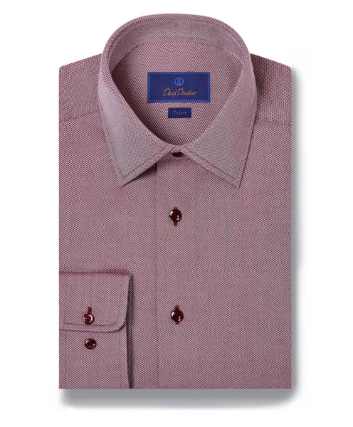 TBSP09001615 | Merlot Micro Herringbone Dress Shirt