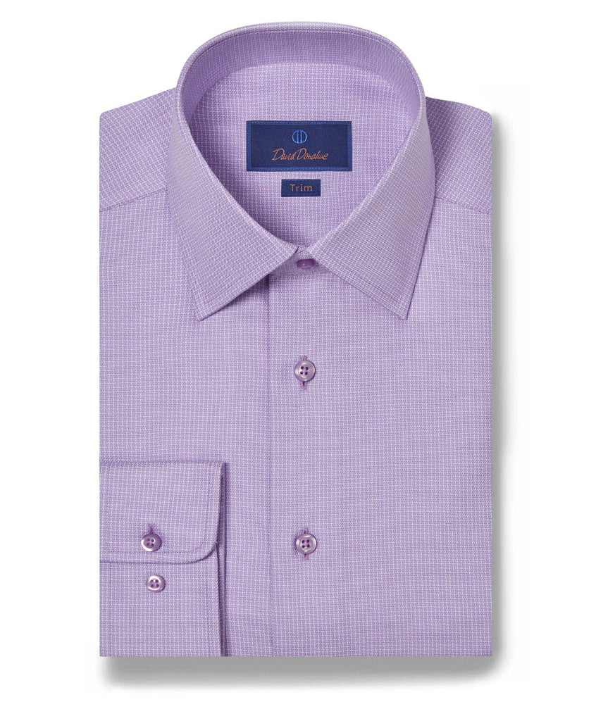 TBSP09002534 | Lilac Micro Check Dress Shirt - David Donahue