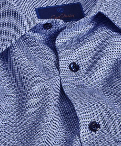 TBSP09004423 | Blue Textured Twill Dress Shirt