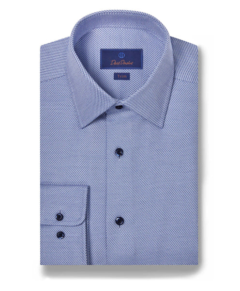 TBSP09004423 | Blue Textured Twill Dress Shirt