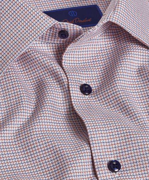 TBSP09005487 | Blue & Orange Micro Dobby Dress Shirt