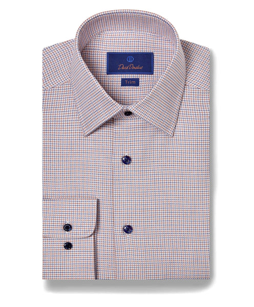 TBSP09005487 | Blue & Orange Micro Dobby Dress Shirt