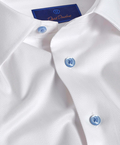 TBSP09010110 | White Dobby Herringbone Dress Shirt