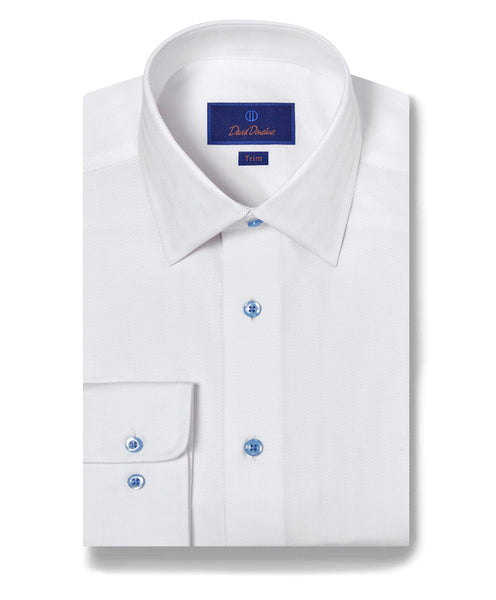 TBSP09010110 | White Dobby Herringbone Dress Shirt