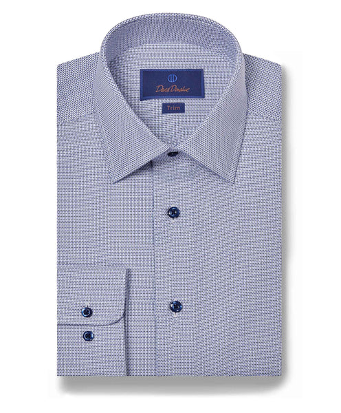 TBSP09026414 | Blue & Navy Textured Dobby Dress Shirt