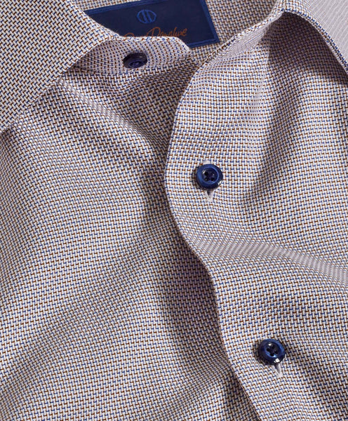 TBSP09026427 | Blue & Chocolate Textured Dobby Dress Shirt