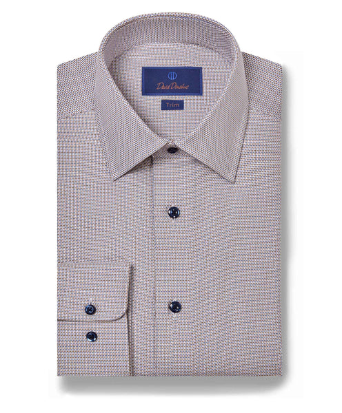 TBSP09026427 | Blue & Chocolate Textured Dobby Dress Shirt