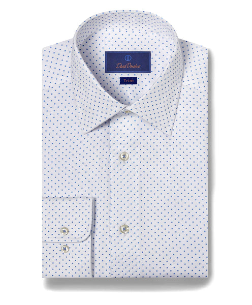 TBSP09301135 | White & Blue Geometric Print Dress Shirt