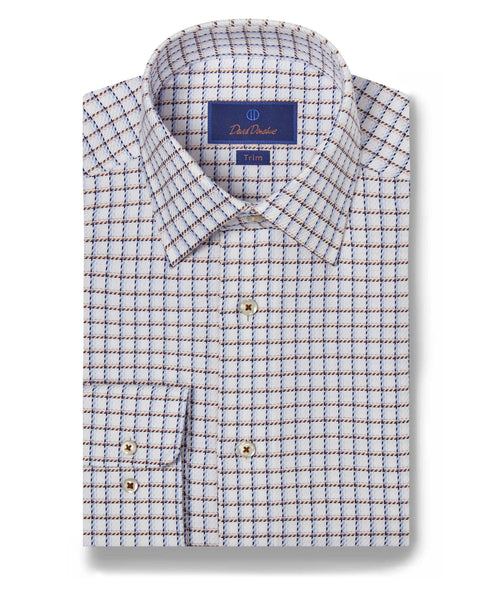 TBSP09800102 | White & Chocolate Check Dress Shirt