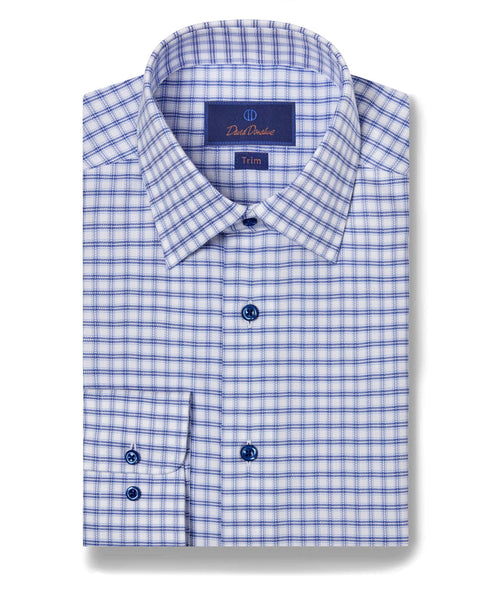 TBSP09803461 | Blue & White Herringbone Check Dress Shirt