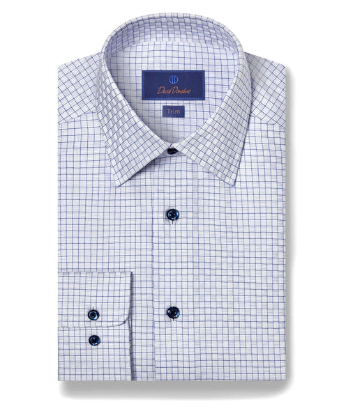 TBSP09807135 | White & Blue Box Check Dress Shirt