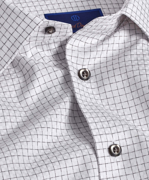 TBSP09809115 | White & Black Grid Check Dress Shirt