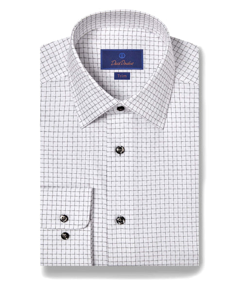 TBSP09809115 | White & Black Grid Check Dress Shirt