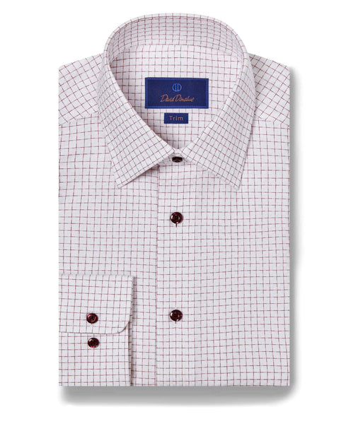 TBSP09809165 | White & Merlot Grid Check Dress Shirt