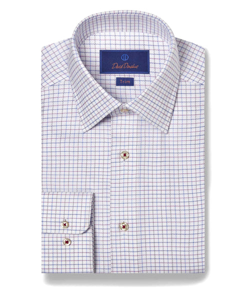 TBSP09810137 | White & Purple Dobby Check Dress Shirt