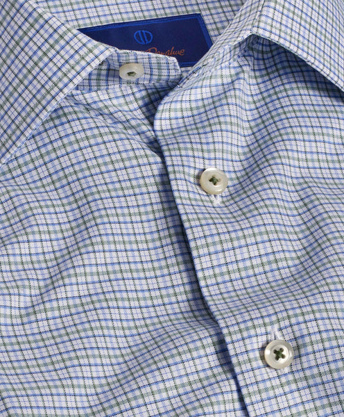 TBSP09812317 | Grass & Blue Twill Check Dress Shirt